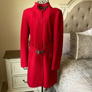Via Spiga Vibrant Red Trench Coat